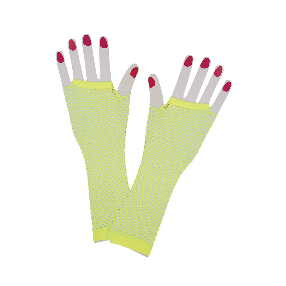 80's Net Gloves - Long - NEON YELLOW (min12)
