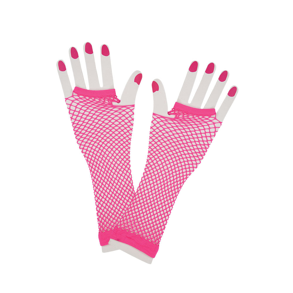 80's Net Gloves - Long - NEON PINK