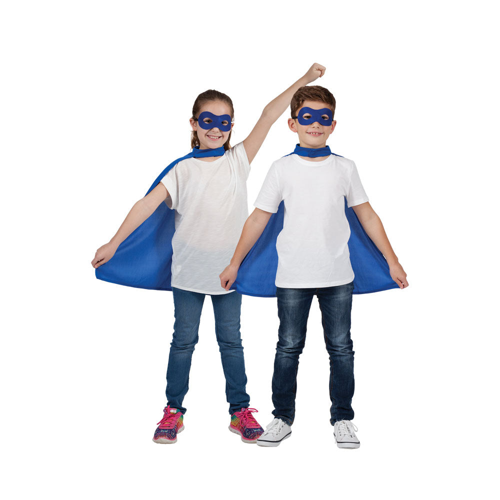 Kids Super Hero Cape & Mask - BLUE (min6)