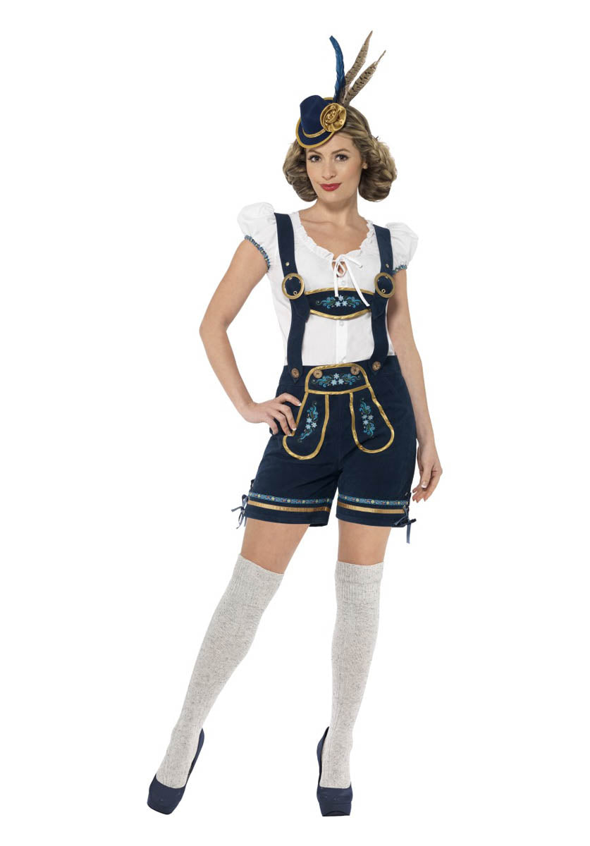 Deluxe Traditional  Bavarian Costume, Blue - M