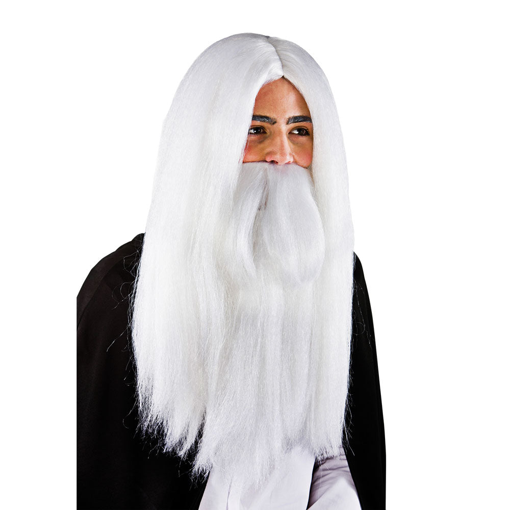 White Wizard Wig & Beard