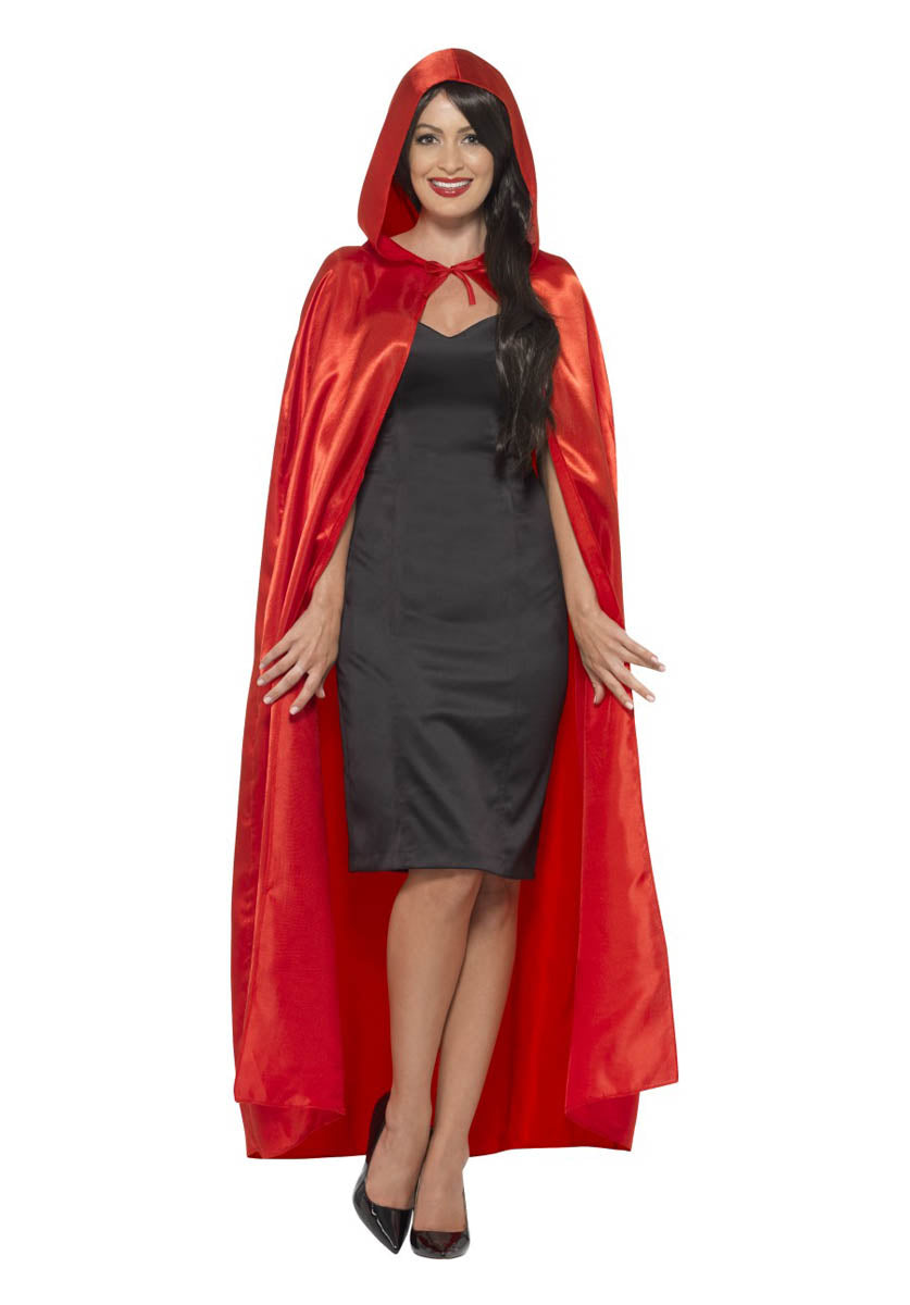 Satin Hooded Cape, Red