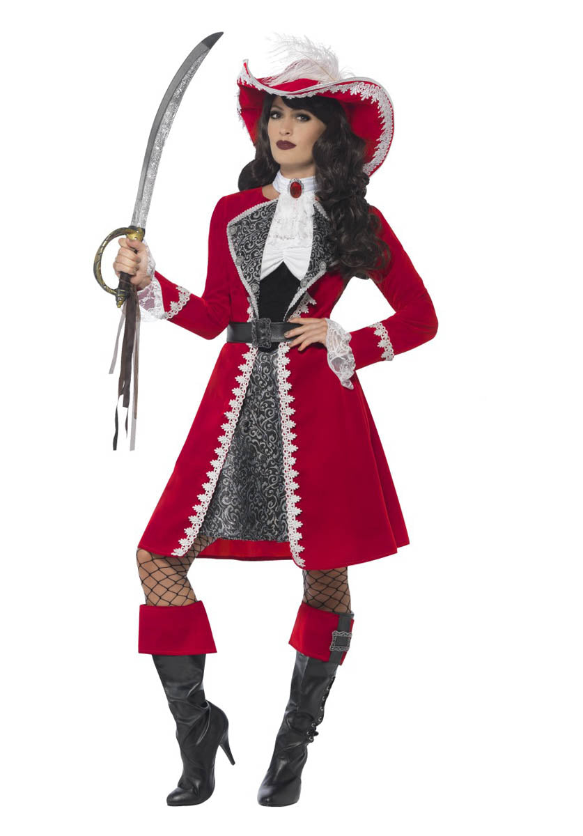 Deluxe Authentic Lady Captain Costume, Red