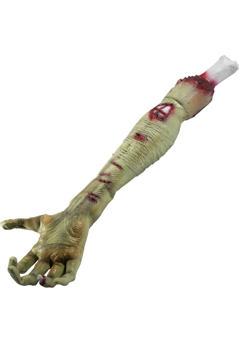 Latex Zombie Rotting Flesh Arm Prop, Green