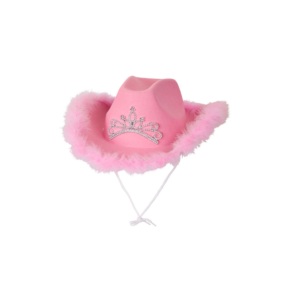 Pink Cowgirl Hat w/ Feather (min6)
