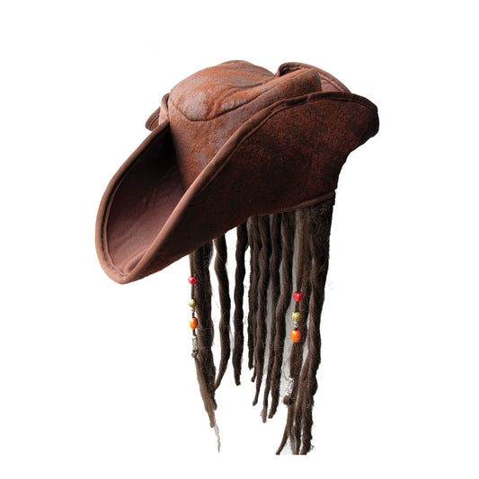 Caribbean Pirate Hat w/ Braids & Beads