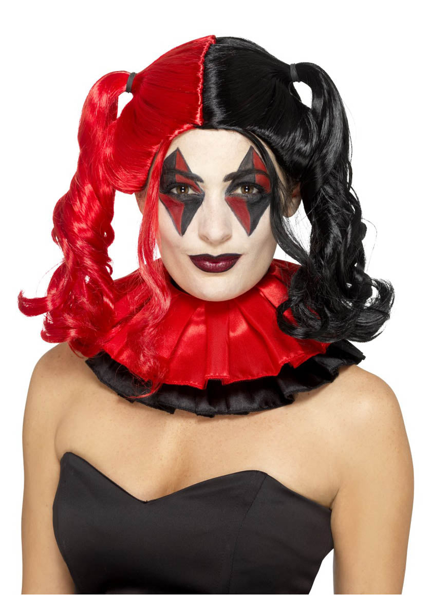 Twisted Harlequin Wig, Black & Red