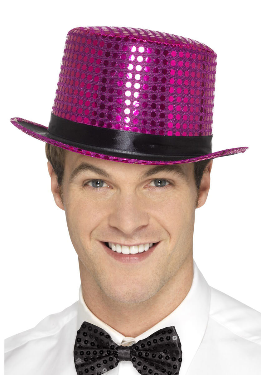 Sequin Top Hat, Pink