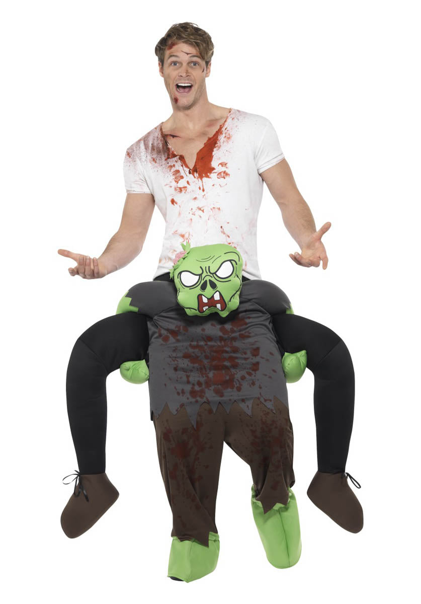 Piggyback Zombie Costume, Green & Grey