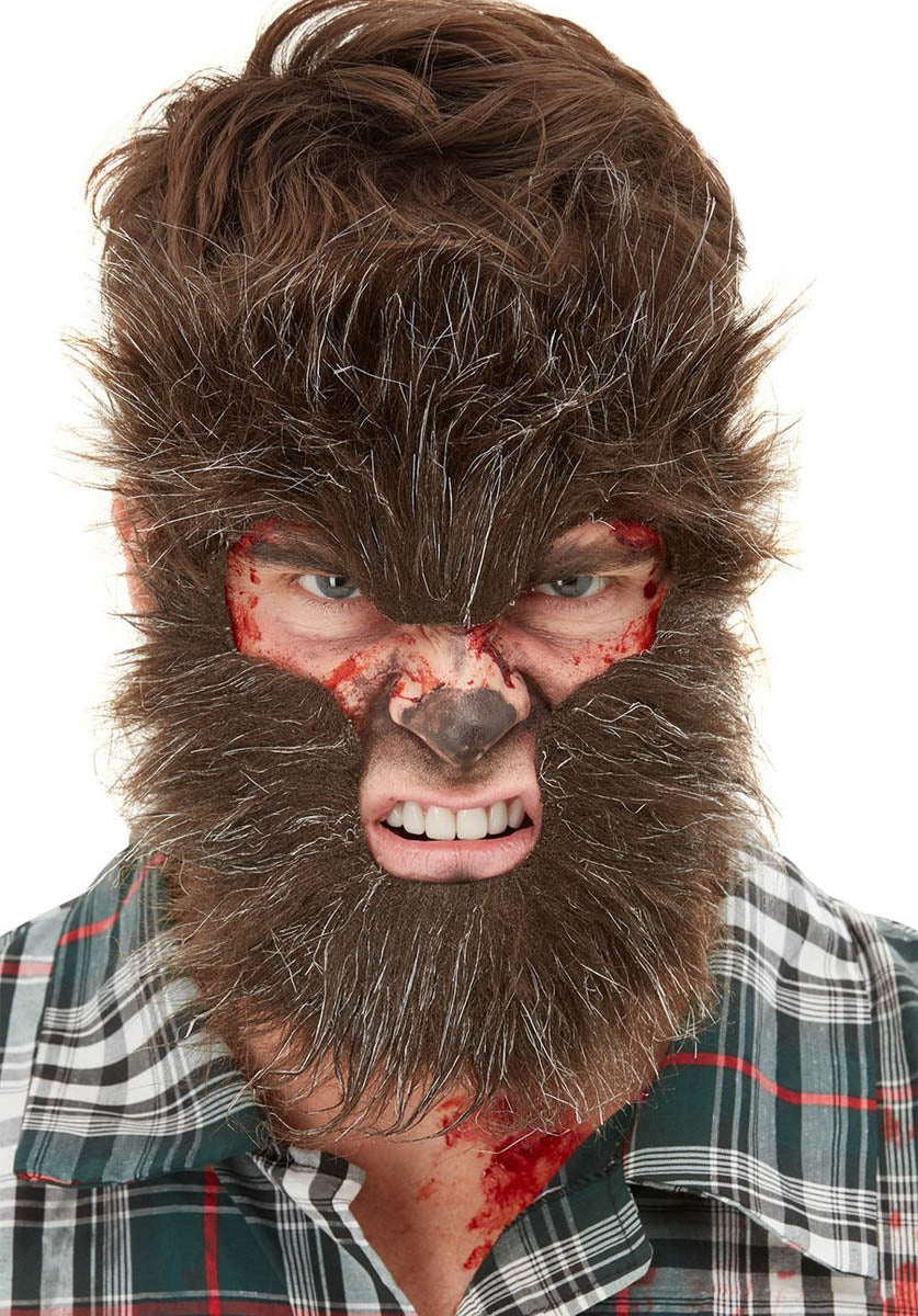 Smiffys Make-Up FX, Werewolf Face Fur, Brown