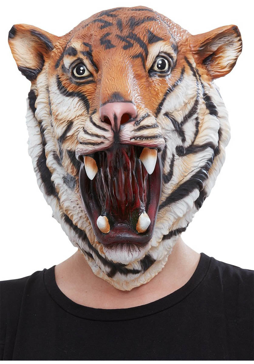 Tiger Latex Mask, Orange & Black