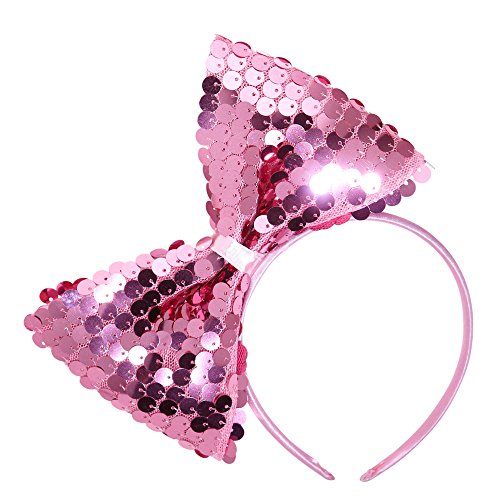 Sequin bow headband pink