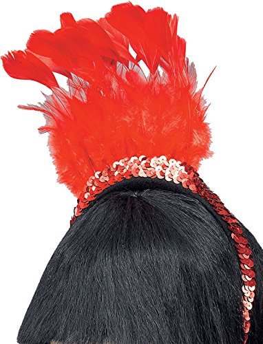 Red feather & sequin headband