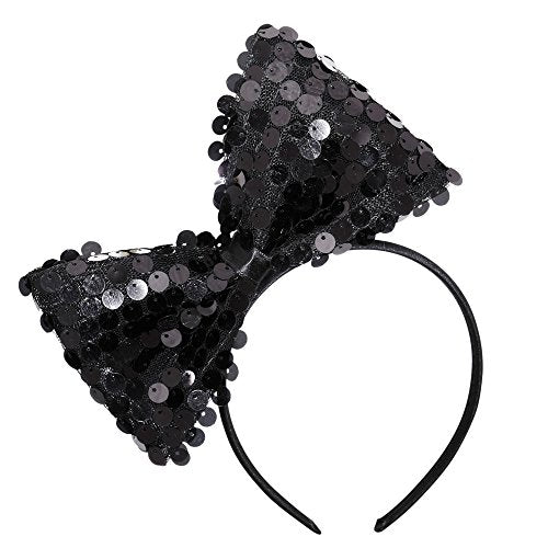 Sequin black bow headband