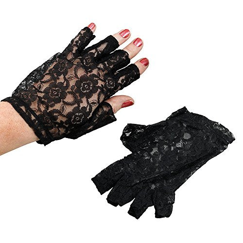 Black fingless lace gloves