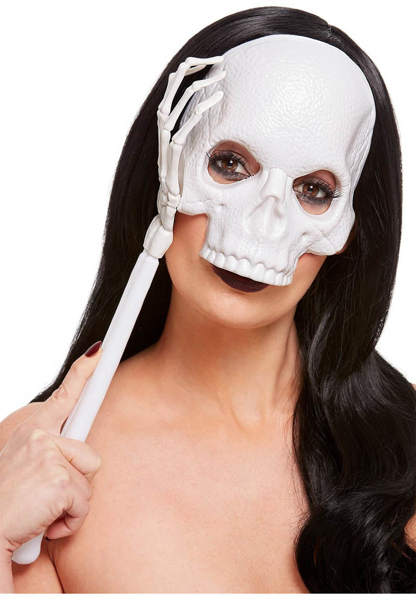 Handheld Skull Mask, White