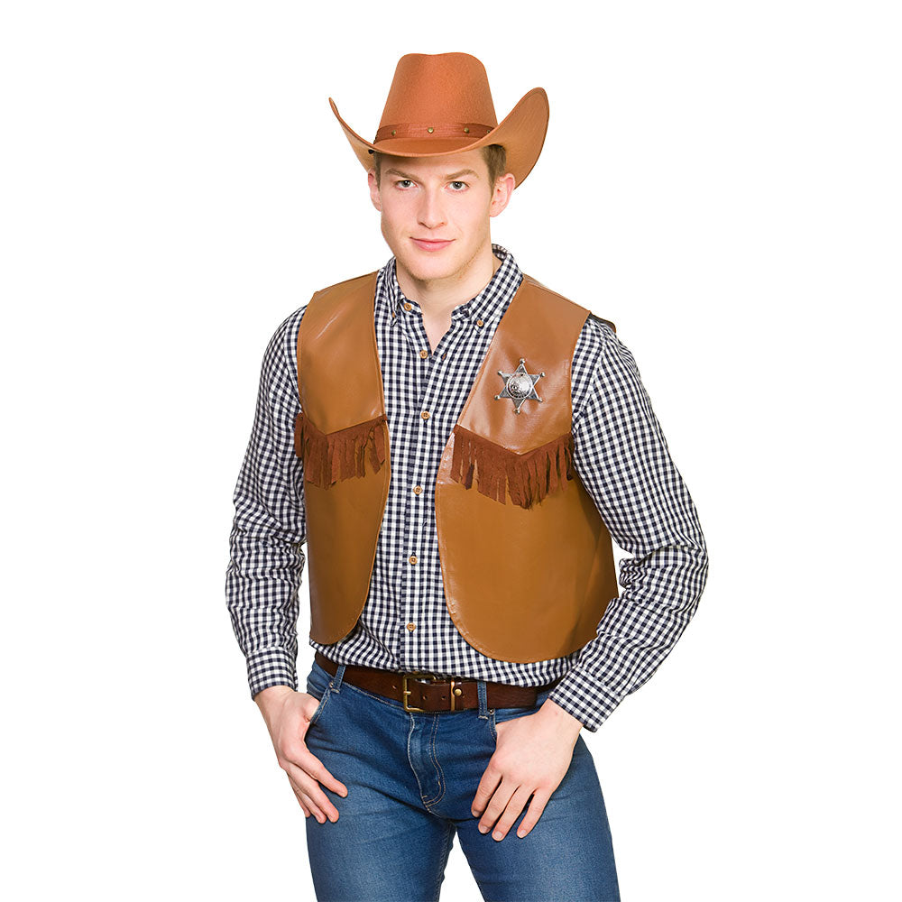 Cowboy / Sheriff Waistcoat - BROWN (One Size)