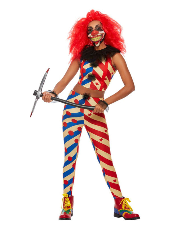 Creepy Clown Costume, Red & Blue - M