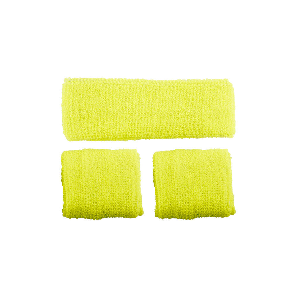 80's Sweatband & Wristbands - NEON YELLOW (min12)