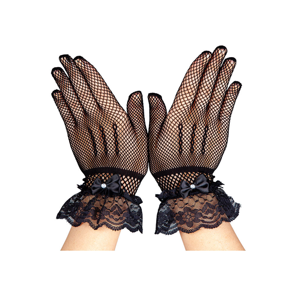 Fishnet Gloves with Lace & Diamantes