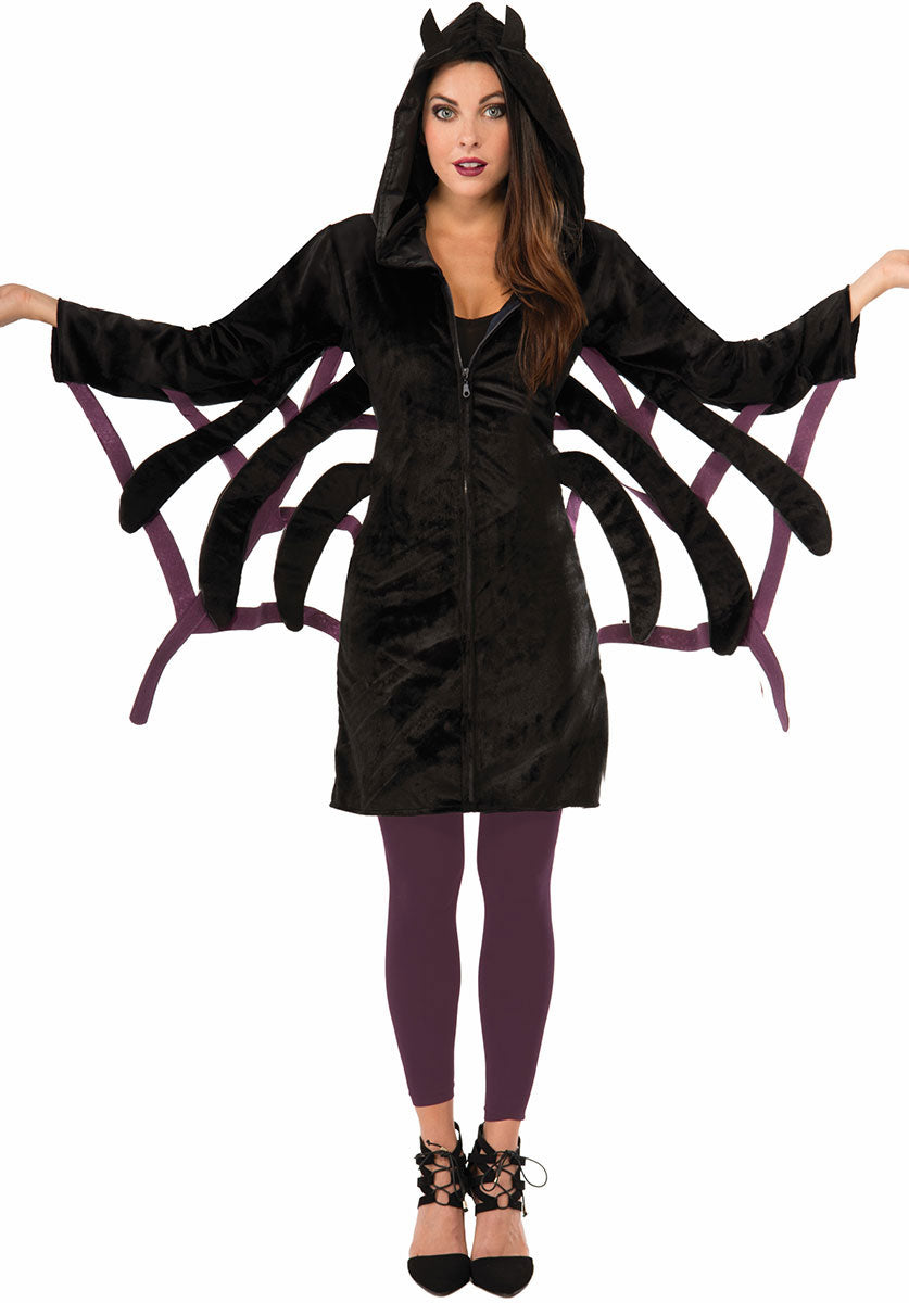 Ladies Spider Hooded Dress Costume