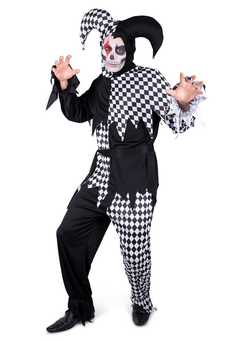 Evil Jester Costume, Black and White