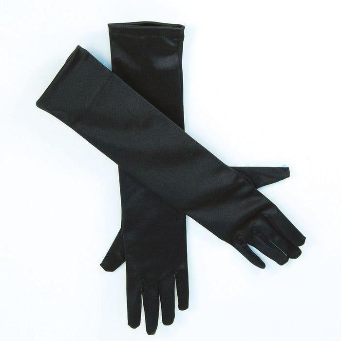 Long Black Satin Gloves