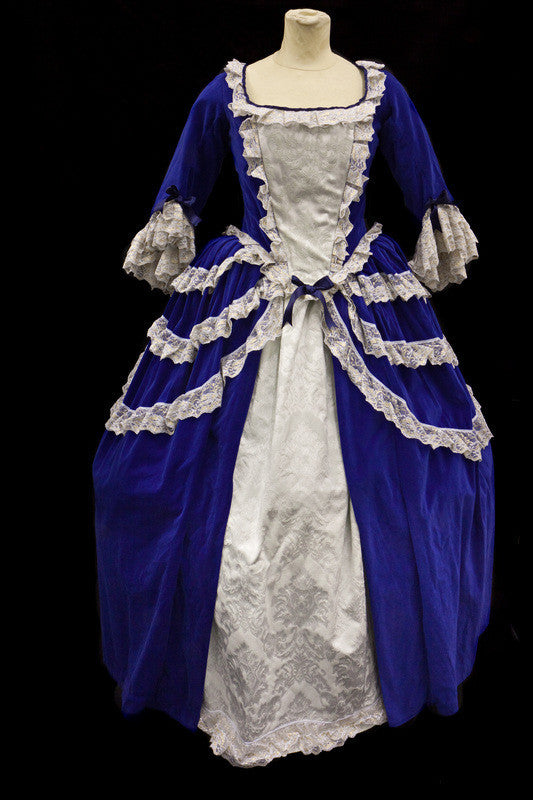 18th Century Dress in Blue and Cream
