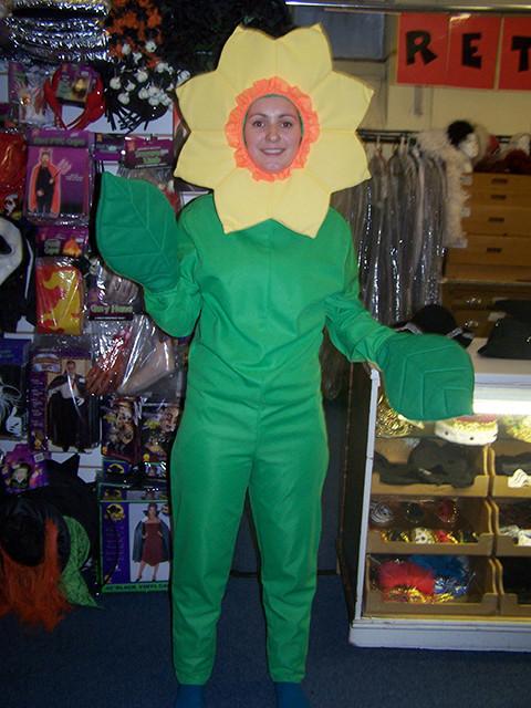 sunflower jumpsuit and headpiece fancy dress costume (£40 HIRE ONLY)