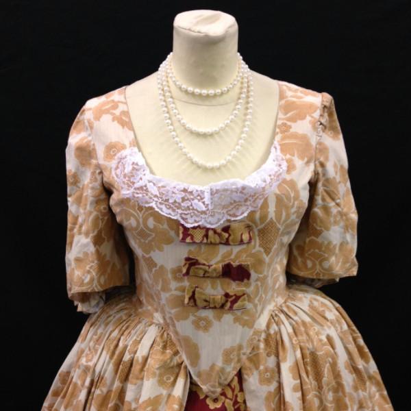 18th Century Dress in Cream, Gold and Wine (HIRE ONLY)