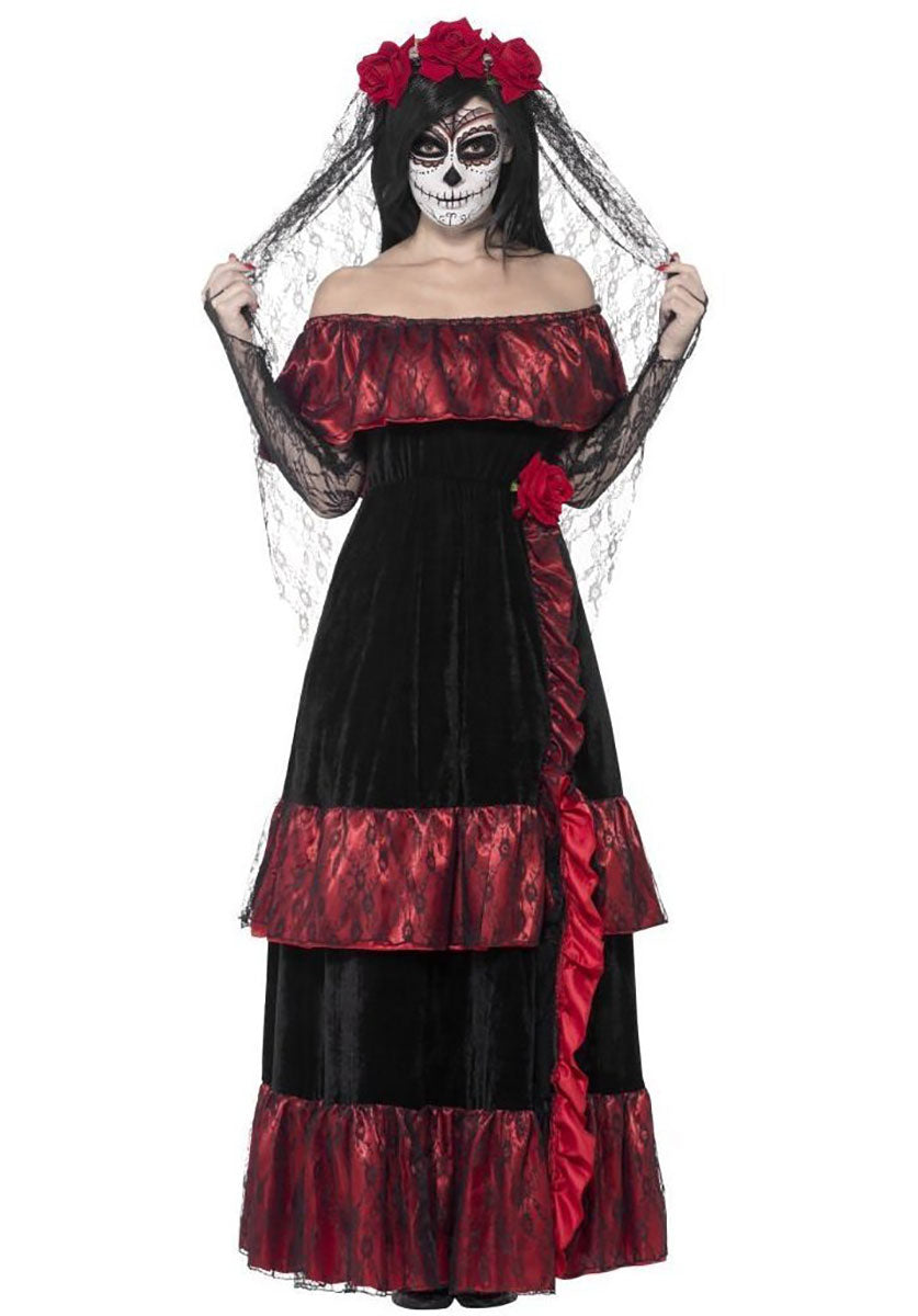 Deluxe Day of the Dead Bride Costume, Black - L