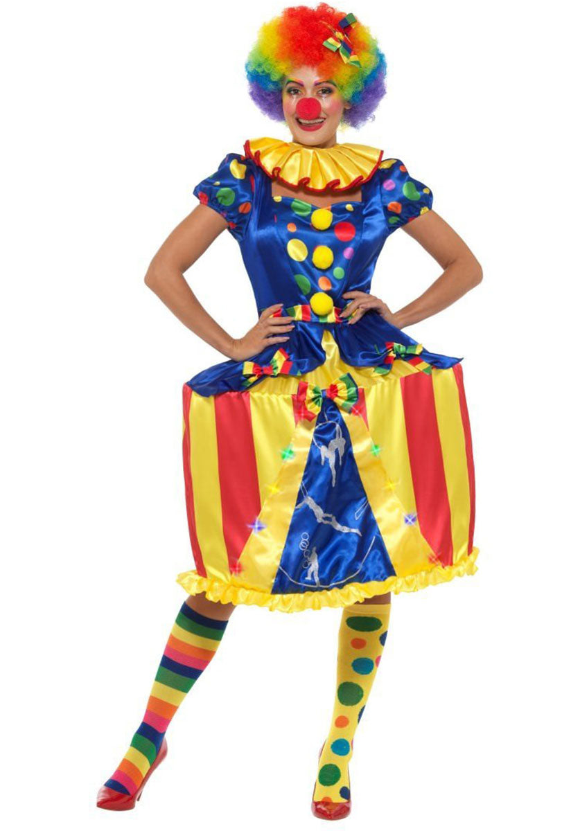 Deluxe Light Up Carousel Clown Costume, Multi-Colo - S