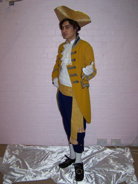 18th Century Court Gent in Mustard and Blue (£70.00 HIRE ONLY)