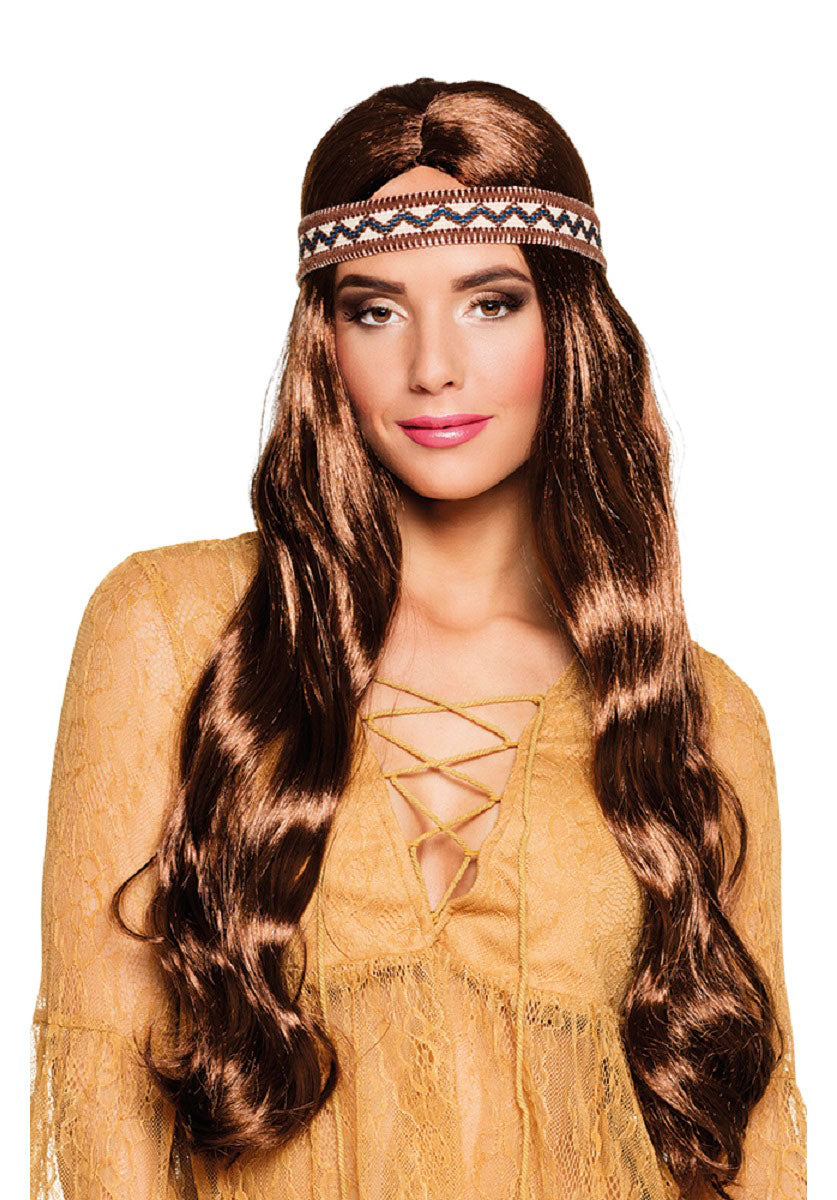 Hippie Harmony Brown Wig with Headband