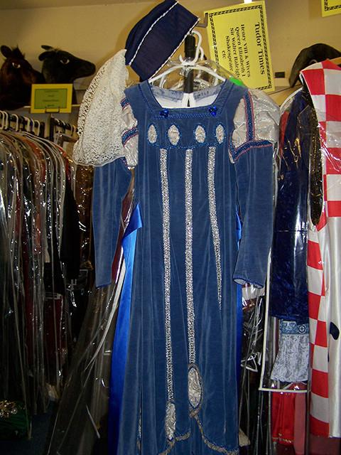 medieval court lady costume in blue and gold (HIRE ONLY)