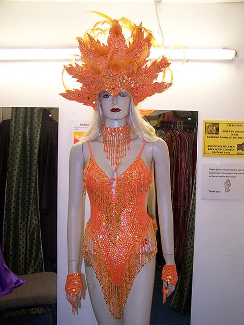 orange sequin showgirl leotard and vegas headdress (HIRE ONLY)