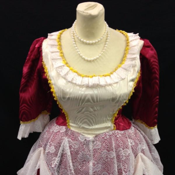 18th Century Dress in Red & Cream (HIRE ONLY)