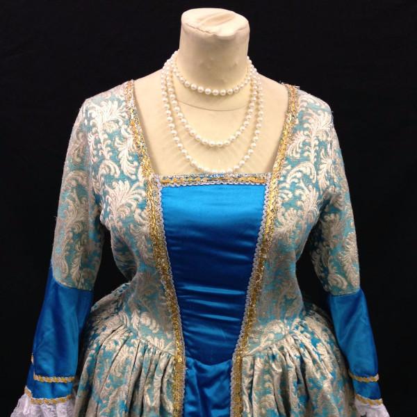 18th Century Dress in Light Blue and Gold (£70.00 HIRE ONLY)