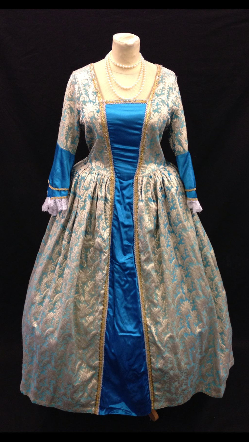 18TH CENTURY BLUE AND GOLD DRESS