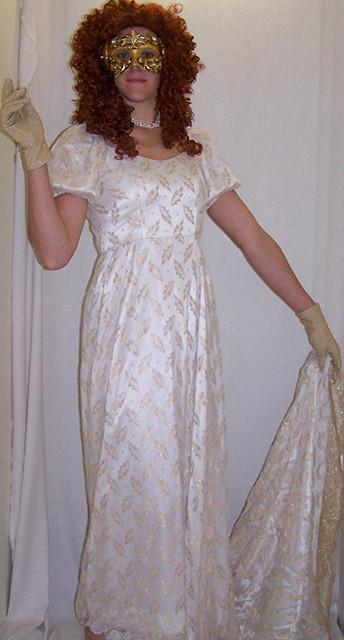 regency white satin dress (£50 HIRE ONLY)