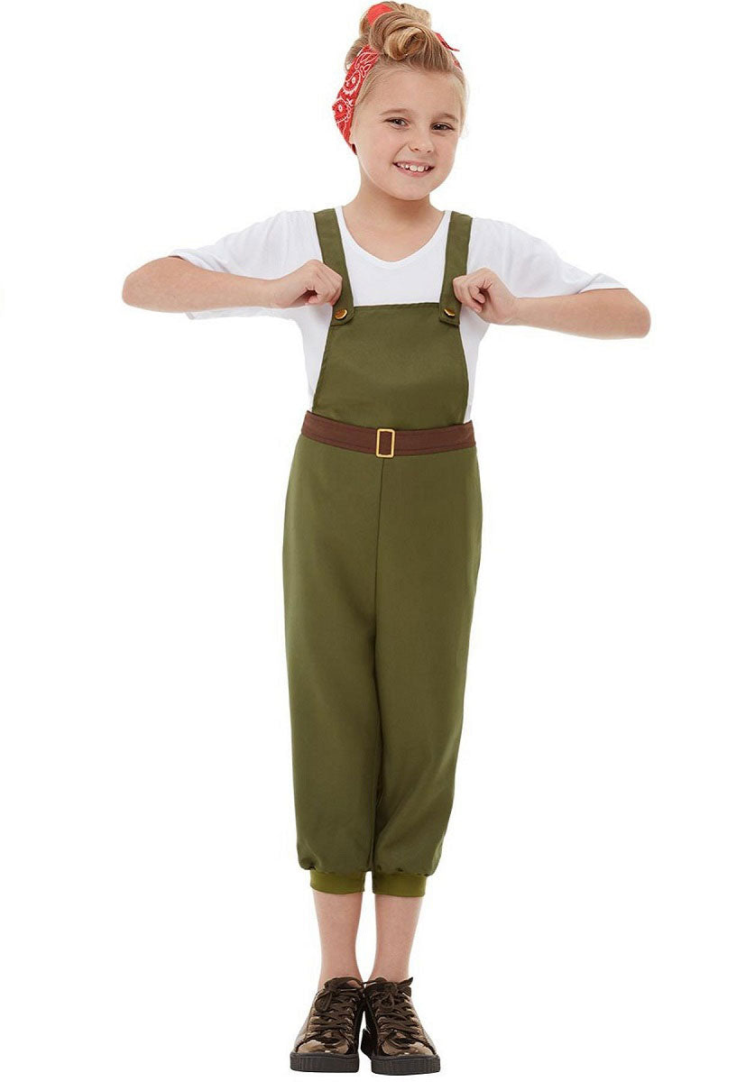 WW2 Little Land Girl Costume, Green